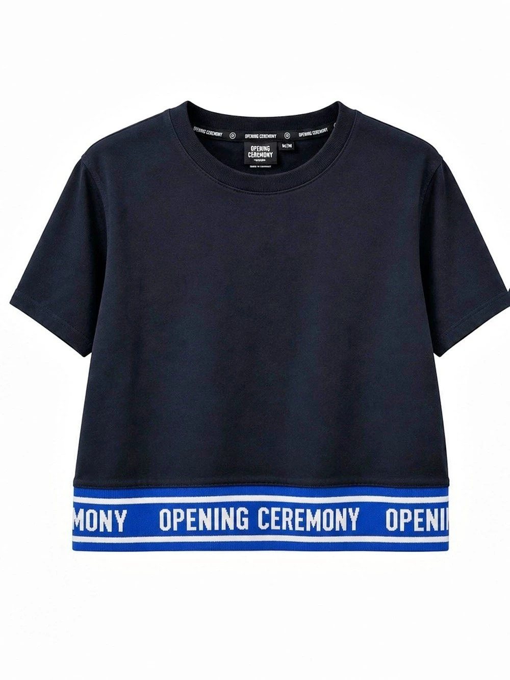 Opening Ceremony Logo Hem Short Sleeve Top Black & Blue Like New